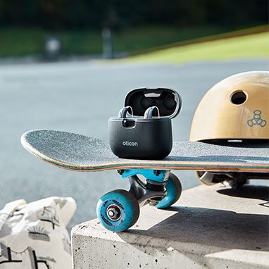 skate, hearing aids, protective children's helmet